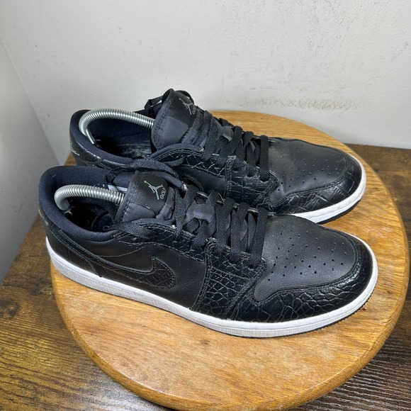 Nike Air Jordan 1 Low Golf Triple Black Croc Sneakers DD9315-003 Mens 10.5